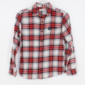 Abercrombie Kids Flannel Shirt Plaid Button Up Size 11/12 Red White Blue